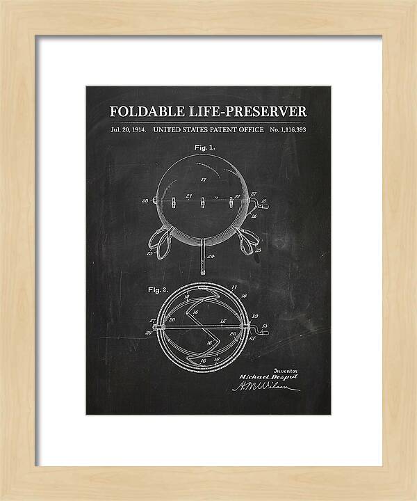Foldable Life Preserver Chalkboard Patent Us1116393a