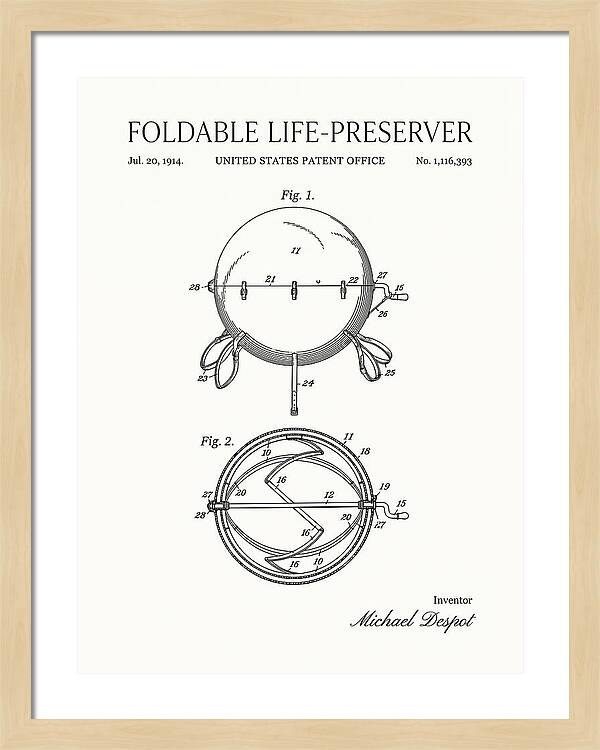 Foldable Life Preserver Minimalist Patent Us1116393a