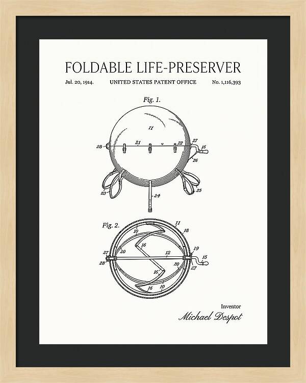 Foldable Life Preserver Minimalist Patent Us1116393a