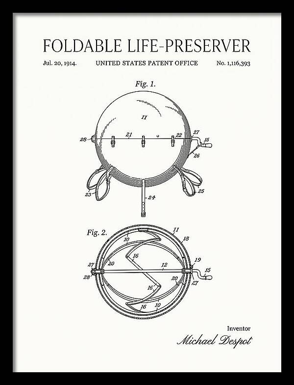 Foldable Life Preserver Minimalist Patent Us1116393a