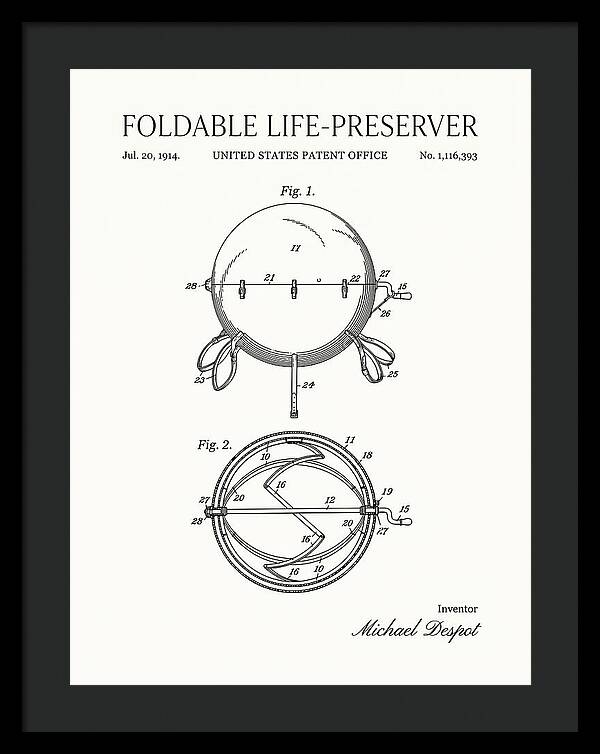 Foldable Life Preserver Minimalist Patent Us1116393a