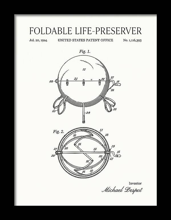 Foldable Life Preserver Minimalist Patent Us1116393a
