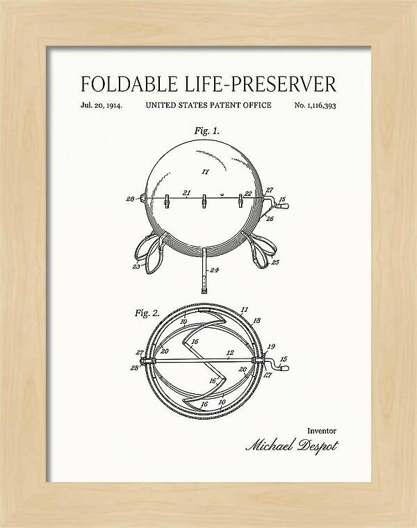 Foldable Life Preserver Minimalist Patent Us1116393a