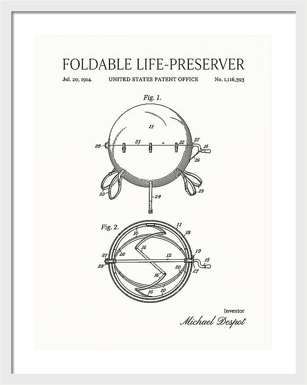Foldable Life Preserver Minimalist Patent Us1116393a