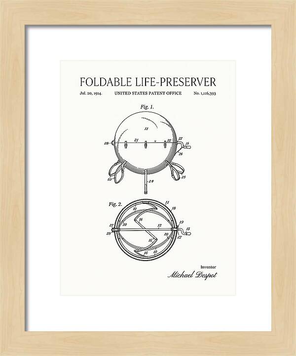 Foldable Life Preserver Minimalist Patent Us1116393a