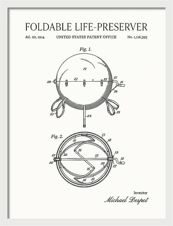 Foldable Life Preserver Minimalist Patent Us1116393a