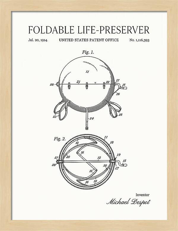Foldable Life Preserver Minimalist Patent Us1116393a