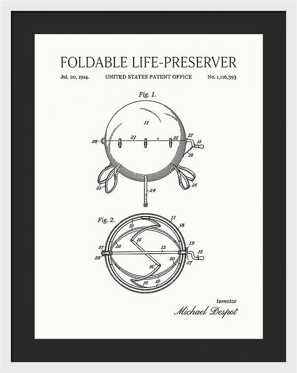 Foldable Life Preserver Minimalist Patent Us1116393a