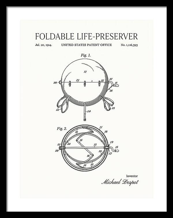 Foldable Life Preserver Minimalist Patent Us1116393a