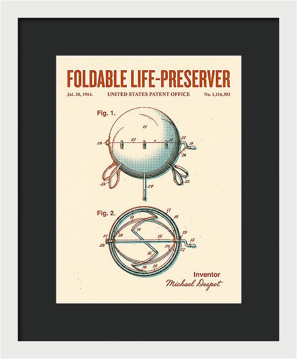 Foldable Life Preserver Retro Patent Us1116393a