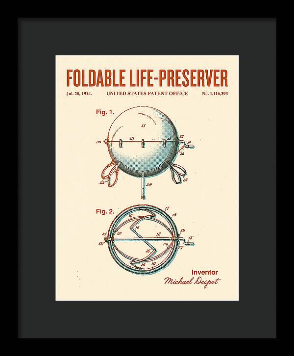 Foldable Life Preserver Retro Patent Us1116393a