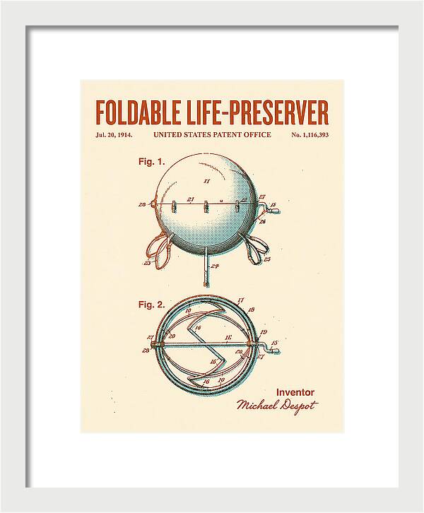 Foldable Life Preserver Retro Patent Us1116393a