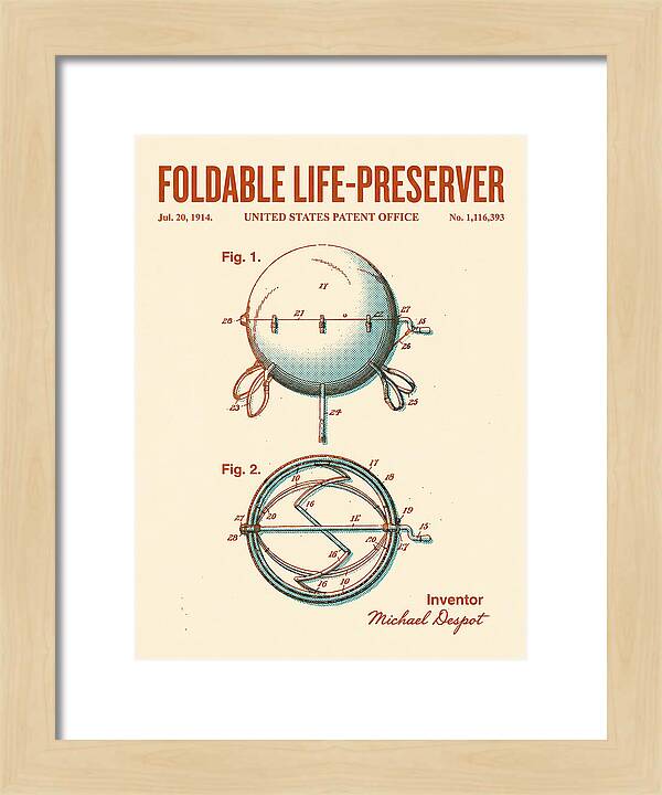 Foldable Life Preserver Retro Patent Us1116393a