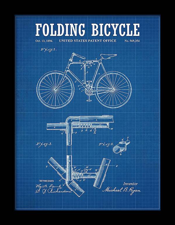 Folding Bicycle Blueprint Patent Us569354a