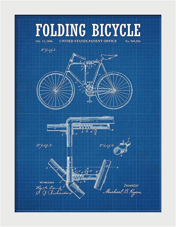 Folding Bicycle Blueprint Patent Us569354a
