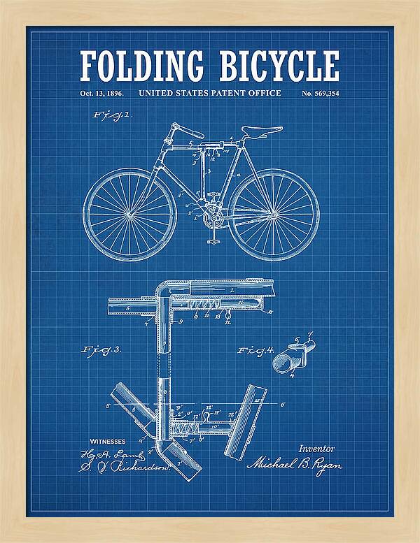 Folding Bicycle Blueprint Patent Us569354a