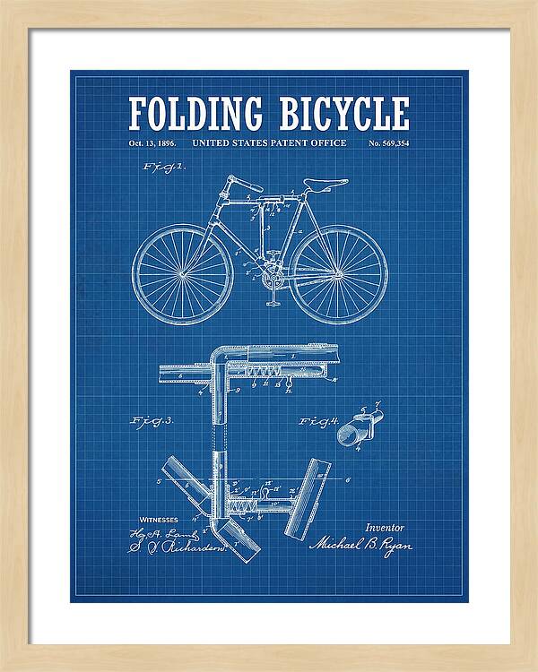 Folding Bicycle Blueprint Patent Us569354a