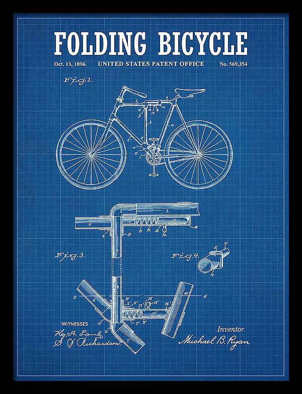 Folding Bicycle Blueprint Patent Us569354a