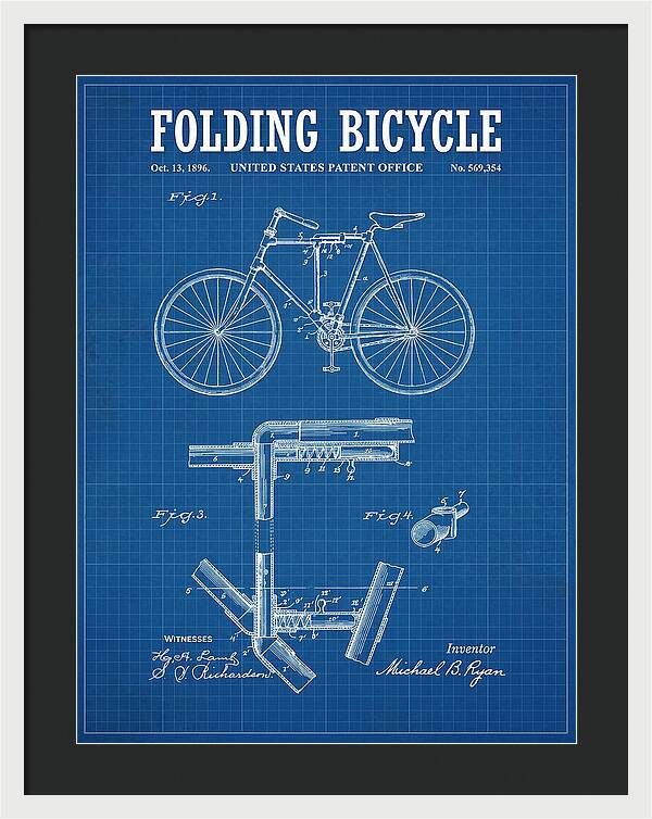 Folding Bicycle Blueprint Patent Us569354a