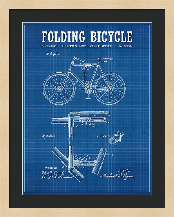 Folding Bicycle Blueprint Patent Us569354a