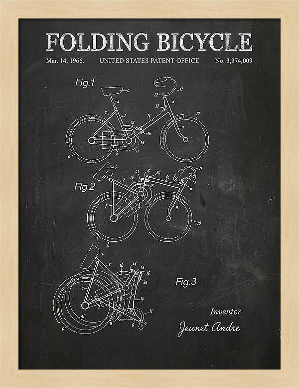 Folding Bicycle Chalkboard Patent Us3374009a