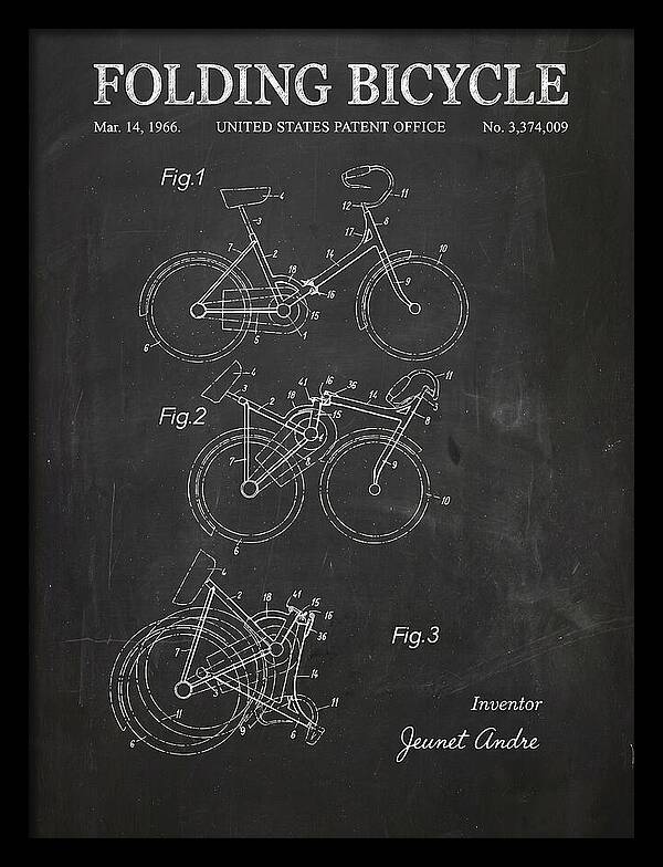 Folding Bicycle Chalkboard Patent Us3374009a