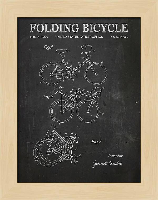 Folding Bicycle Chalkboard Patent Us3374009a