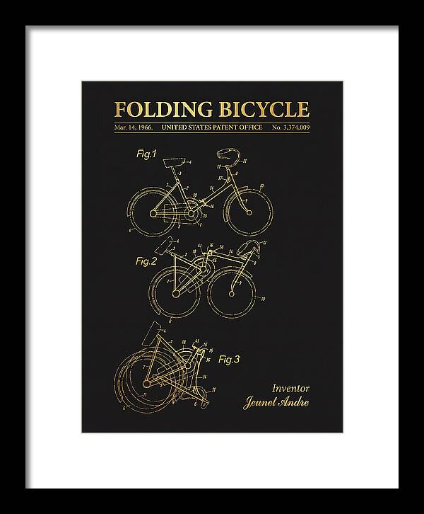 Folding Bicycle Gold Patent Us3374009a