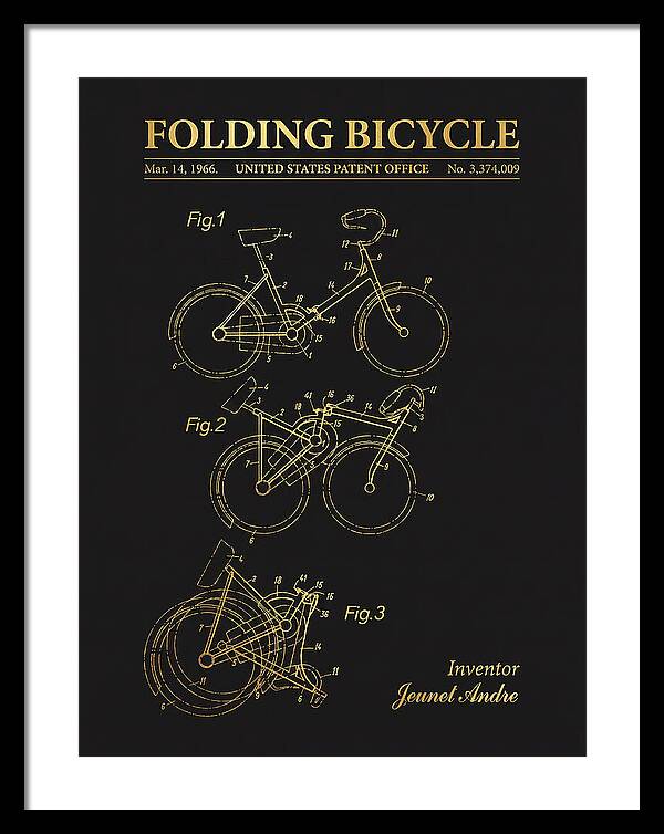 Folding Bicycle Gold Patent Us3374009a