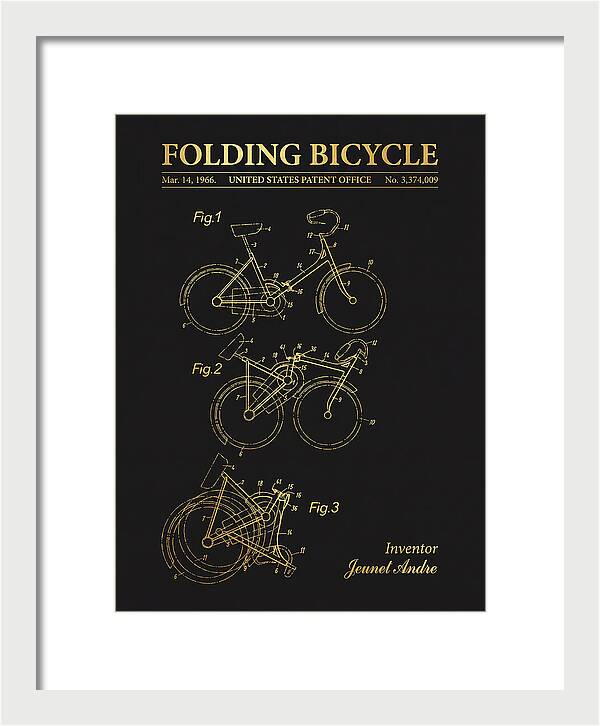 Folding Bicycle Gold Patent Us3374009a