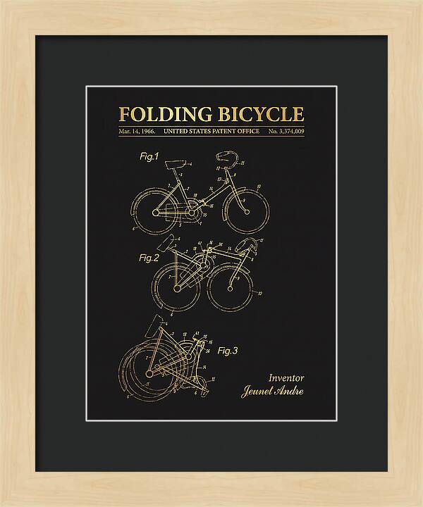 Folding Bicycle Gold Patent Us3374009a