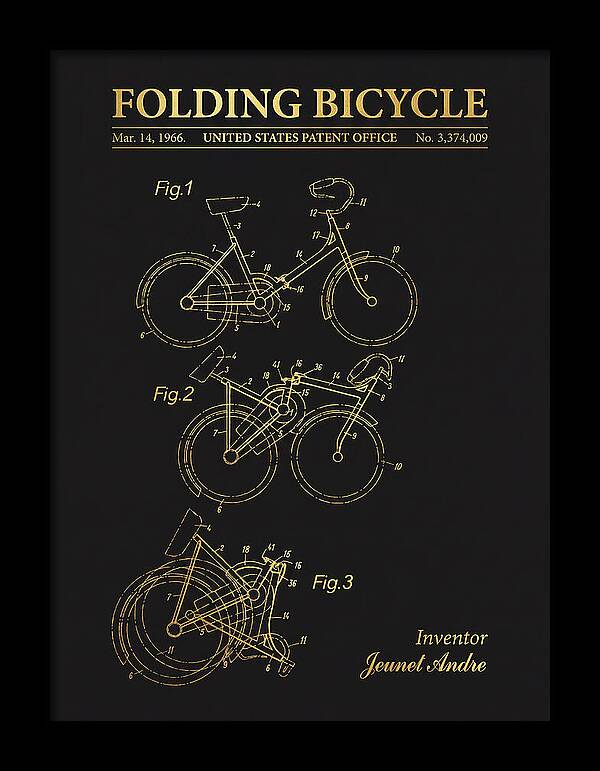 Folding Bicycle Gold Patent Us3374009a
