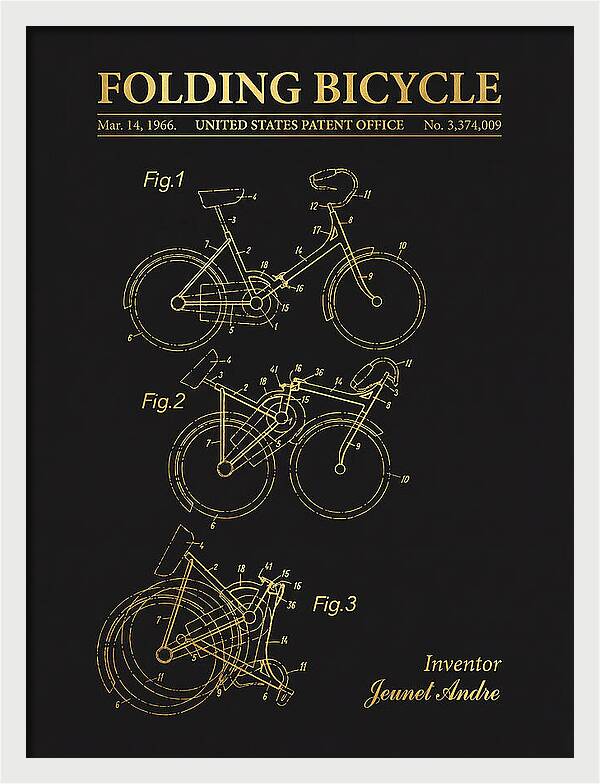 Folding Bicycle Gold Patent Us3374009a