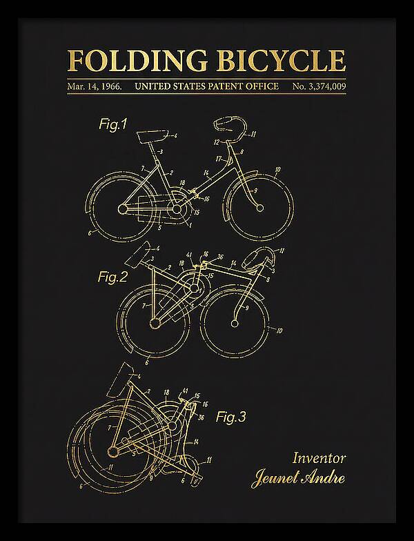 Folding Bicycle Gold Patent Us3374009a