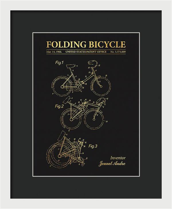 Folding Bicycle Gold Patent Us3374009a