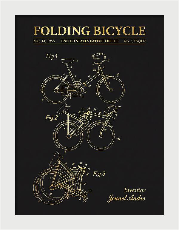 Folding Bicycle Gold Patent Us3374009a
