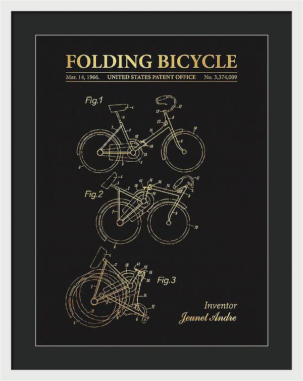 Folding Bicycle Gold Patent Us3374009a