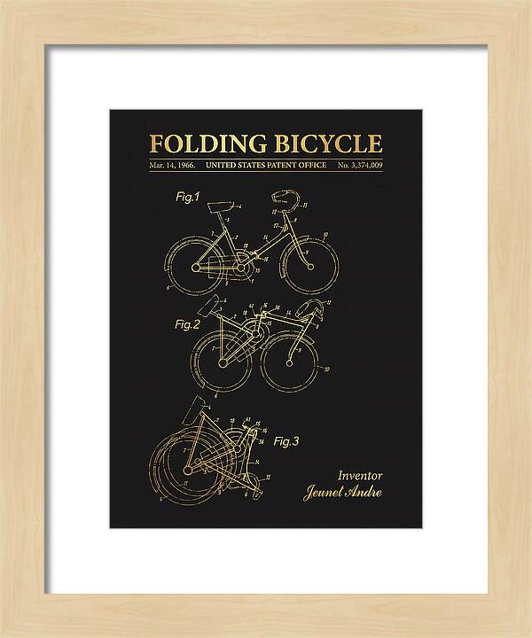 Folding Bicycle Gold Patent Us3374009a