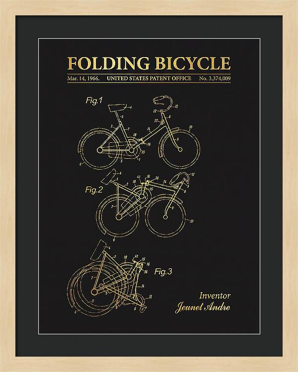 Folding Bicycle Gold Patent Us3374009a