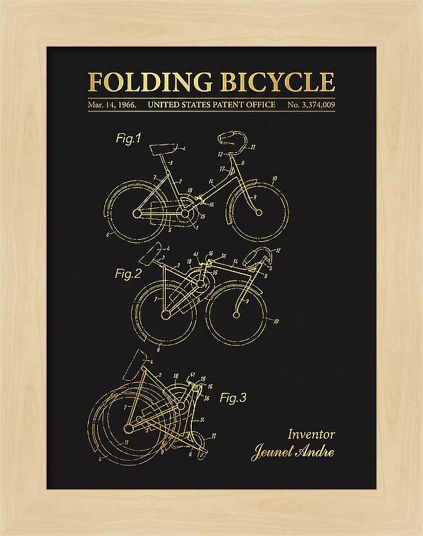 Folding Bicycle Gold Patent Us3374009a
