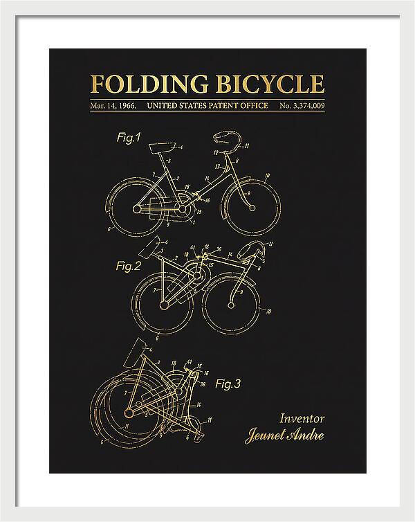 Folding Bicycle Gold Patent Us3374009a