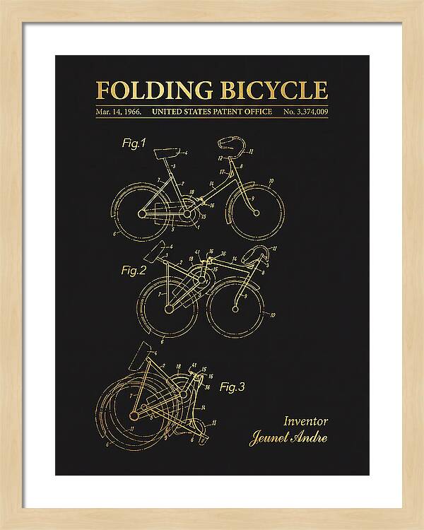 Folding Bicycle Gold Patent Us3374009a