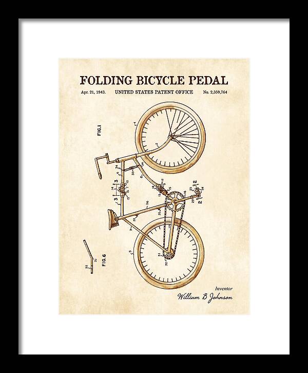Folding Bicycle Pedal Watercolor Patent Us2359764a