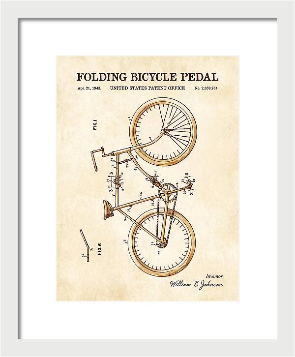 Folding Bicycle Pedal Watercolor Patent Us2359764a