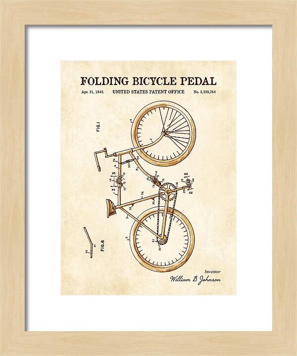Folding Bicycle Pedal Watercolor Patent Us2359764a