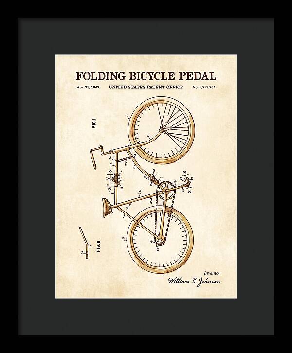 Folding Bicycle Pedal Watercolor Patent Us2359764a