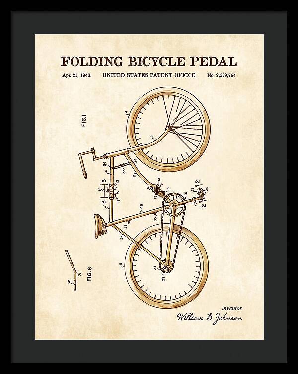 Folding Bicycle Pedal Watercolor Patent Us2359764a