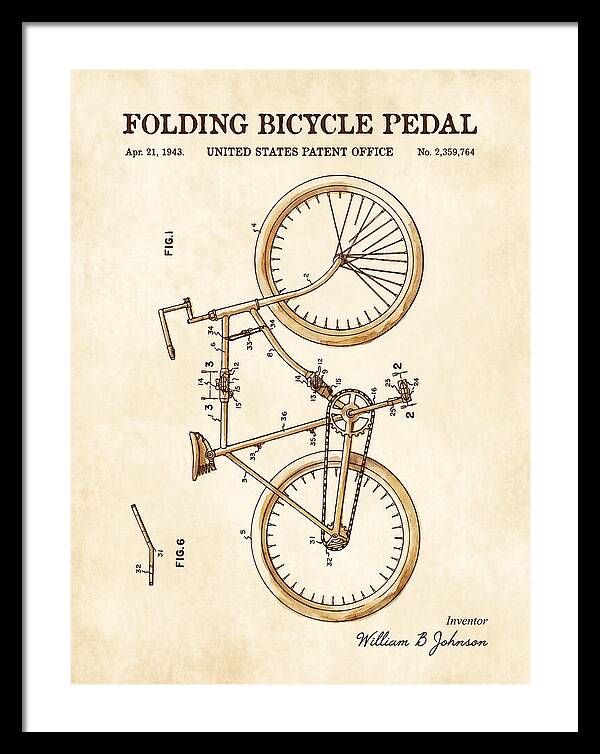 Folding Bicycle Pedal Watercolor Patent Us2359764a