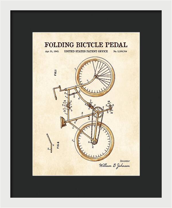 Folding Bicycle Pedal Watercolor Patent Us2359764a