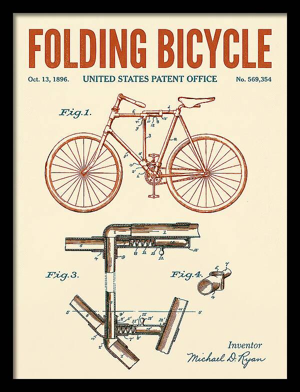 Folding Bicycle Retro Patent Us569354a